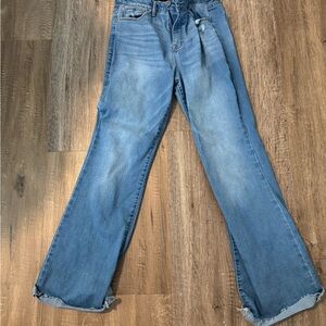 Knox Rose Blue Boot Cut Jeans with Faded Design